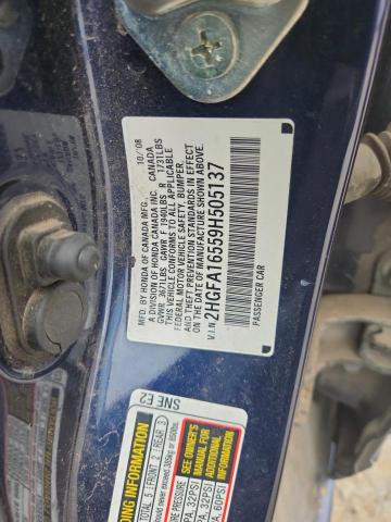 2HGFA16559H505137 - 2009 HONDA CIVIC LX BLUE photo 12