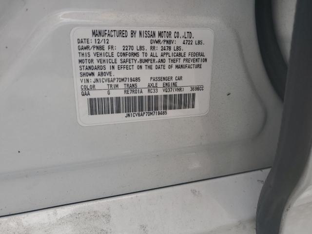 JN1CV6AP7DM719485 - 2013 INFINITI G37 BASE 白色 照片 12