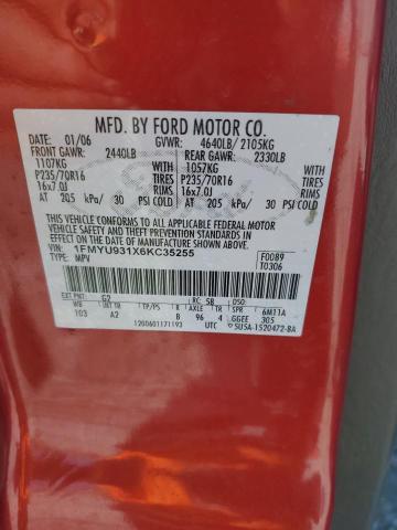 1FMYU931X6KC35255 - 2006 FORD ESCAPE XLT BURGUNDY photo 13