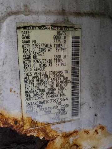 5N1AR18W05C787364 - 2005 NISSAN PATHFINDER LE თეთრი ფოტო 13