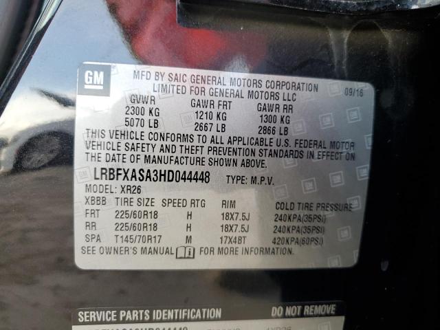 LRBFXASA3HD044448 - 2017 BUICK ENVISION PREFERRED შავი ფოტო 13