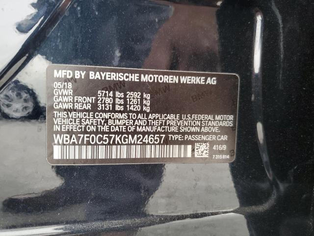 WBA7F0C57KGM24657 - 2019 BMW 750 I Noir photo 13