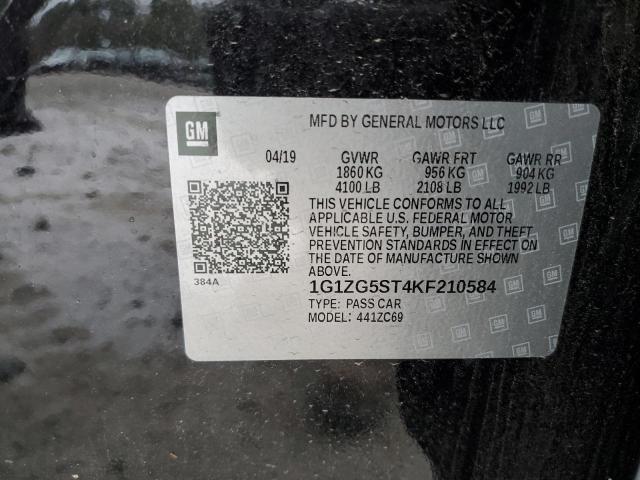 1G1ZG5ST4KF210584 - 2019 CHEVROLET MALIBU RS 黑色 照片 12