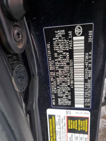 4T1BK1EB4DU051031 - 2013 TOYOTA AVALON BASE 黑色 照片 12