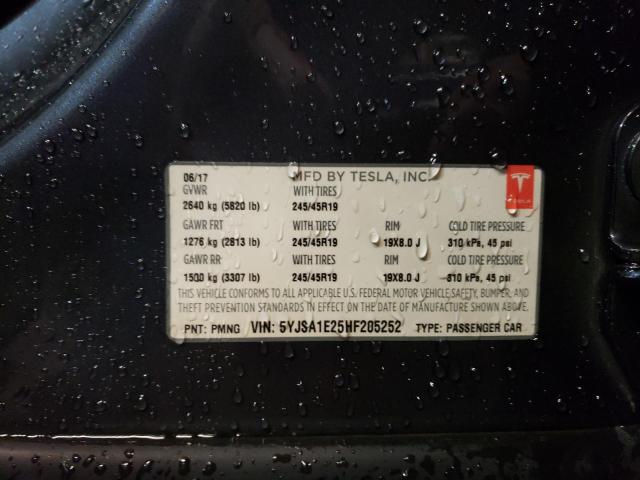 5YJSA1E25HF205252 - 2017 TESLA MODEL S Boz foto 12