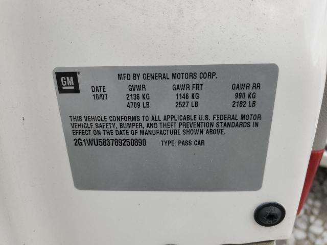 2G1WU583789250890 - 2008 CHEVROLET IMPALA LTZ WHITE photo 12