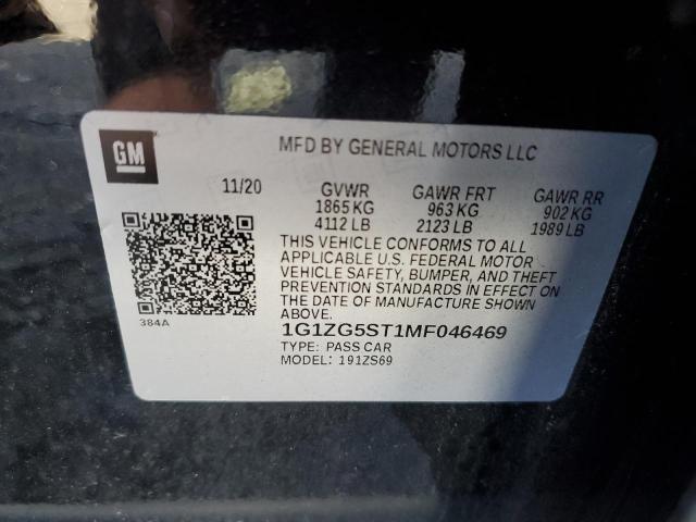 1G1ZG5ST1MF046469 - 2021 CHEVROLET MALIBU RS 黑色 照片 13