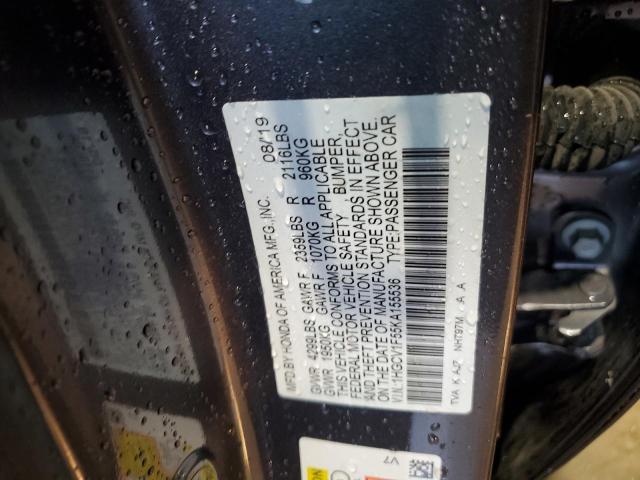 1HGCV1F55KA155536 - 2019 HONDA ACCORD EXL GRAY photo 12
