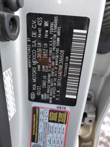 3KPA24ADXME386608 - 2021 KIA RIO LX SILVER photo 12