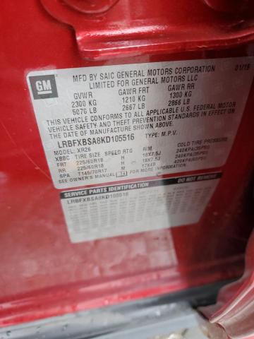 LRBFXBSA8KD105516 - 2019 BUICK ENVISION PREFERRED მუქწითელი ფოტო 13