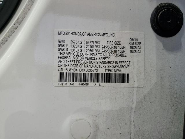 5J8YD4H31KL035873 - 2019 ACURA MDX Blanco foto 14