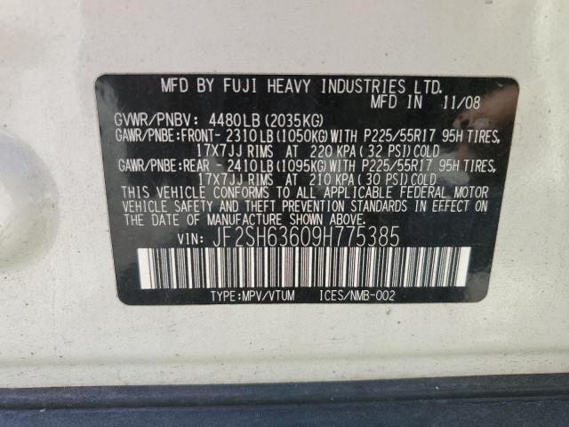 JF2SH63609H775385 - 2009 SUBARU FORESTER 2.5X PREMIUM WHITE photo 14