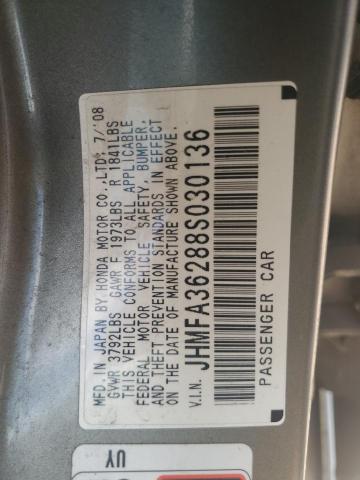 JHMFA36288S030136 - 2008 HONDA CIVIC HYBRID GRAY photo 13