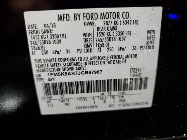 1FM5K8AR7JGB67987 - 2018 FORD EXPLORER POLICE INTERCEPTOR Чорний фото 13