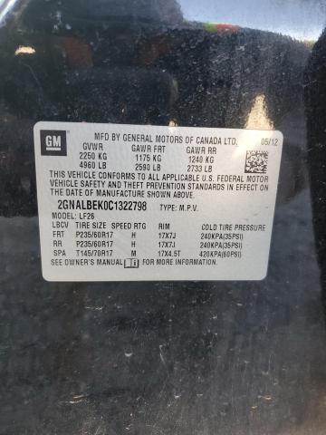 2GNALBEK0C1322798 - 2012 CHEVROLET EQUINOX LS შავი ფოტო 13