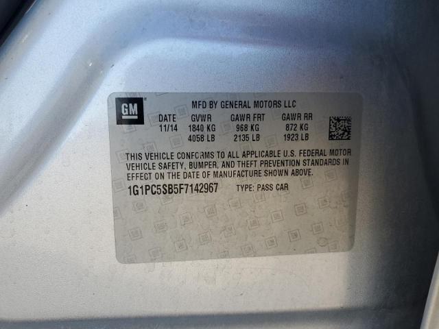 1G1PC5SB5F7142967 - 2015 CHEVROLET CRUZE LT ვერცხლისფერი ფოტო 12