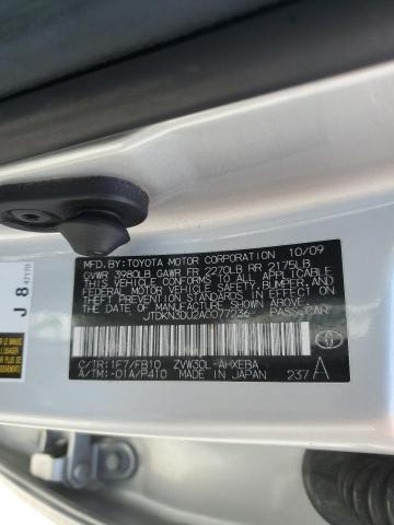 JTDKN3DU2A0077236 - 2010 TOYOTA PRIUS 银色 照片 12