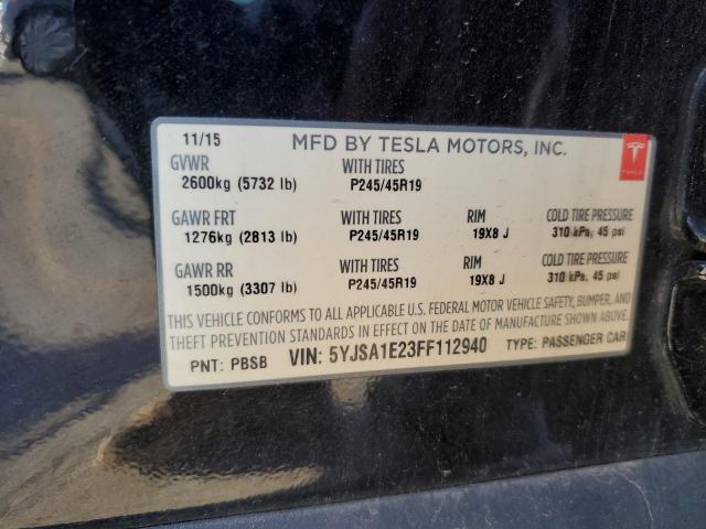 5YJSA1E23FF112940 - 2015 TESLA MODEL S BLACK photo 12