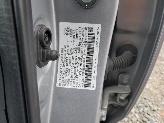 2HGFC2F88LH551966 - 2020 HONDA CIVIC SPORT SILVER photo 12