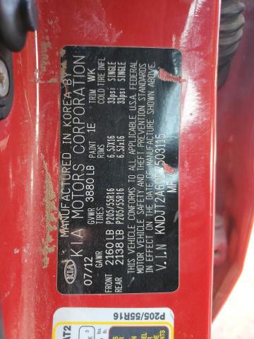 KNDJT2A60D7503115 - 2013 KIA SOUL + RED photo 12