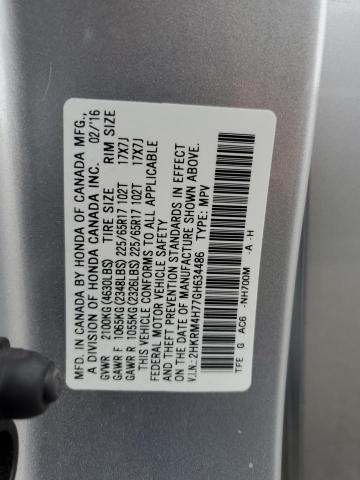 2HKRM4H77GH634486 - 2016 HONDA CR-V EXL SILVER photo 13