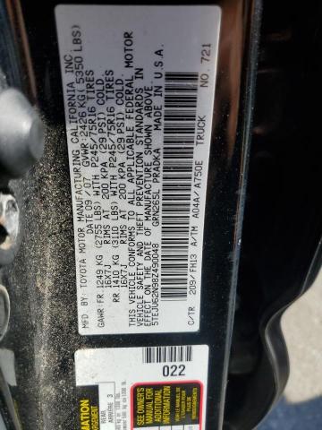 5TEJU62N98Z490048 - 2008 TOYOTA TACOMA DOUBLE CAB PRERUNNER BLACK photo 12