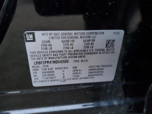 LRBFZPR41ND042688 - 2022 BUICK ENVISION ESSENCE შავი ფოტო 13