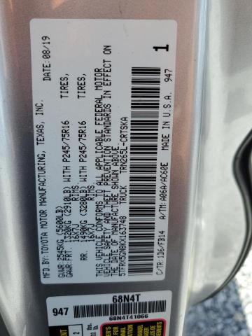 5TFRX5GN8KX163748 - 2019 TOYOTA TACOMA ACCESS CAB 银色 照片 12