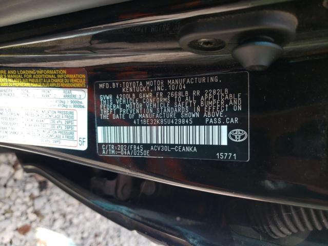 4T1BE32K85U429845 - 2005 TOYOTA CAMRY LE BLACK photo 12