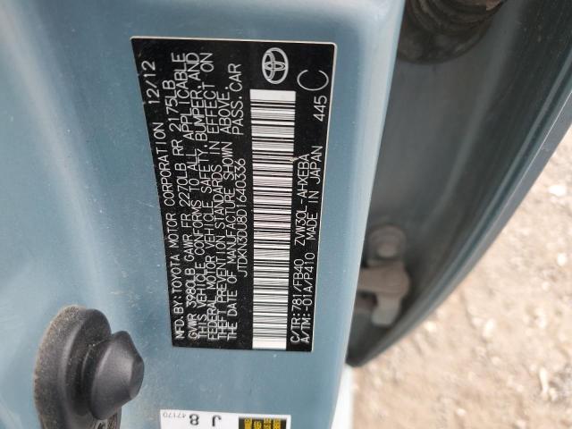 JTDKN3DU8D1640336 - 2013 TOYOTA PRIUS 绿色 照片 12