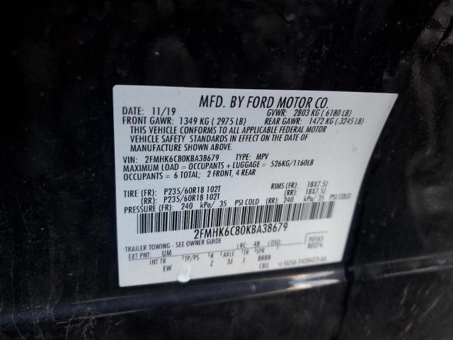 2FMHK6C80KBA38679 - 2019 FORD FLEX SEL BLACK photo 14