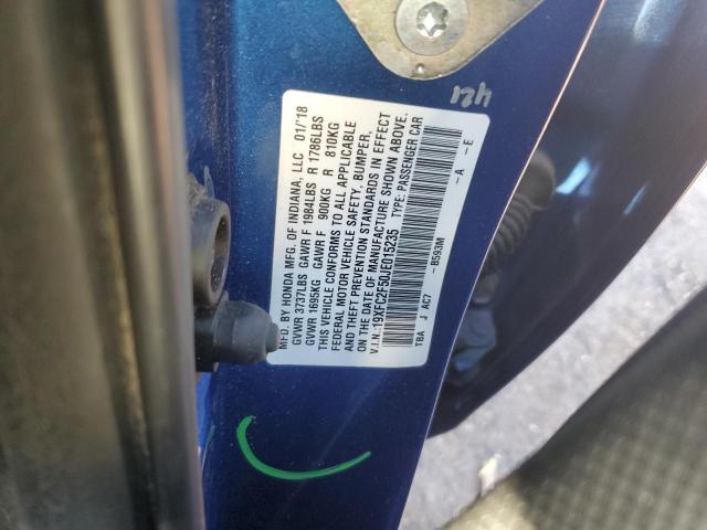 19XFC2F50JE015235 - 2018 HONDA CIVIC LX BLUE photo 12