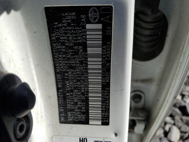 2T1BURHE8FC273722 - 2015 TOYOTA COROLLA L WHITE photo 12