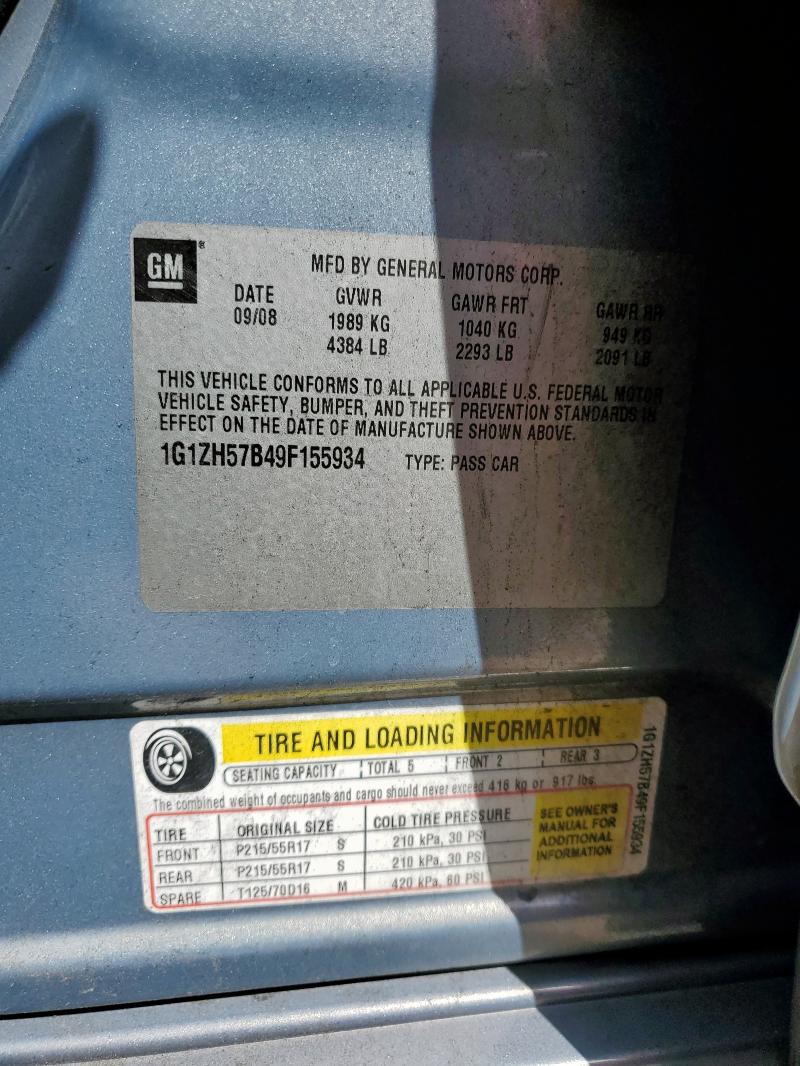 1G1ZH57B49F155934 - 2009 CHEVROLET MALIBU 1LT BLUE photo 12