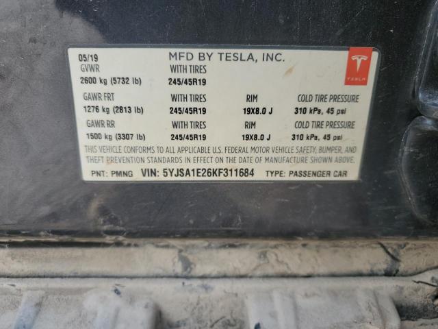 5YJSA1E26KF311684 - 2019 TESLA MODEL S GRAY photo 13