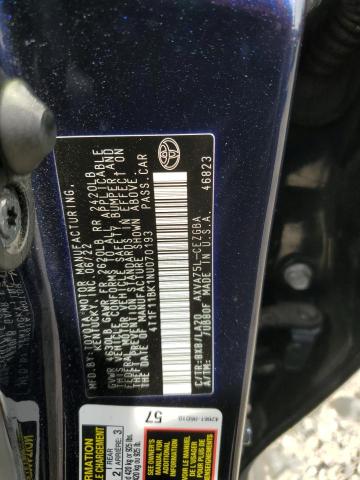 4T1F11BK1NU070193 - 2022 TOYOTA CAMRY XLE 蓝色 照片 12