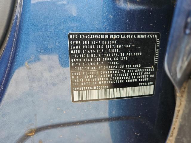 3VV3B7AX6JM203096 - 2018 VOLKSWAGEN TIGUAN SE ლურჯი ფოტო 13