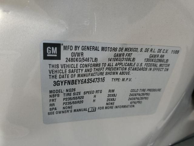 3GYFNBEY6AS547316 - 2010 CADILLAC SRX PERFORMANCE COLLECTION Արծաթագույն լուսանկար 14