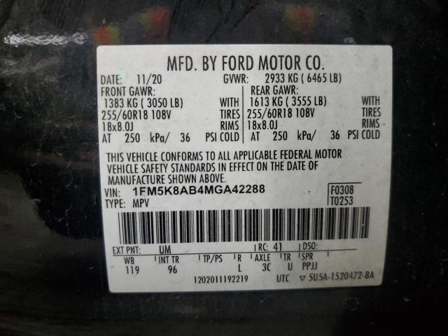 1FM5K8AB4MGA42288 - 2021 FORD EXPLORER POLICE INTERCEPTOR BLACK photo 13