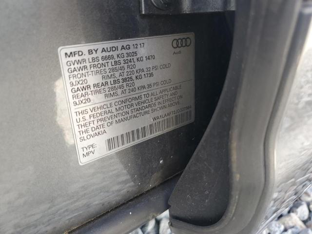 WA1LAAF72JD027564 - 2018 AUDI Q7 PREMIUM PLUS Сріблястий фото 12