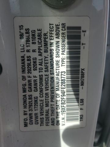 19XFB2F94FE288773 - 2015 HONDA CIVIC EXL WHITE photo 12