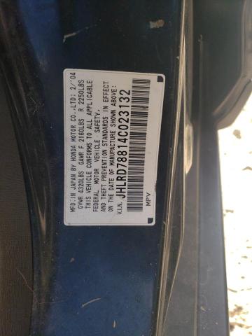 JHLRD78814C023132 - 2004 HONDA CR-V EX BLACK photo 13