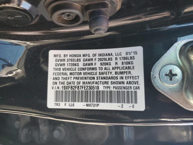 19XFB2F87FE230518 - 2015 HONDA CIVIC EX BLACK photo 12