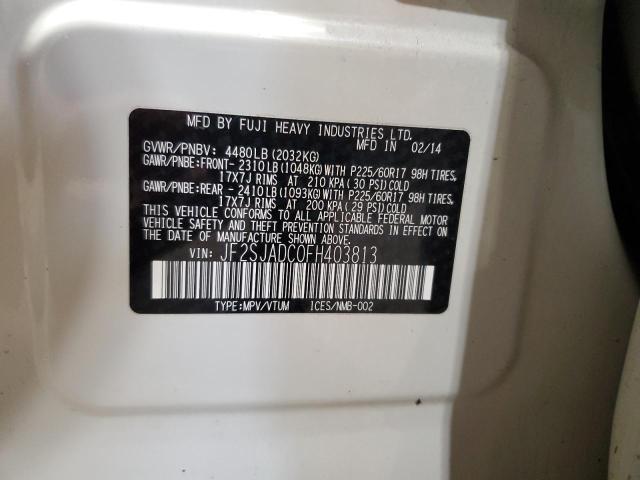 JF2SJADC0FH403813 - 2015 SUBARU FORESTER 2.5I PREMIUM Blanc photo 14