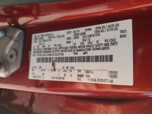 1FMCU0JX4EUD23752 - 2014 FORD ESCAPE TITANIUM BURGUNDY photo 13