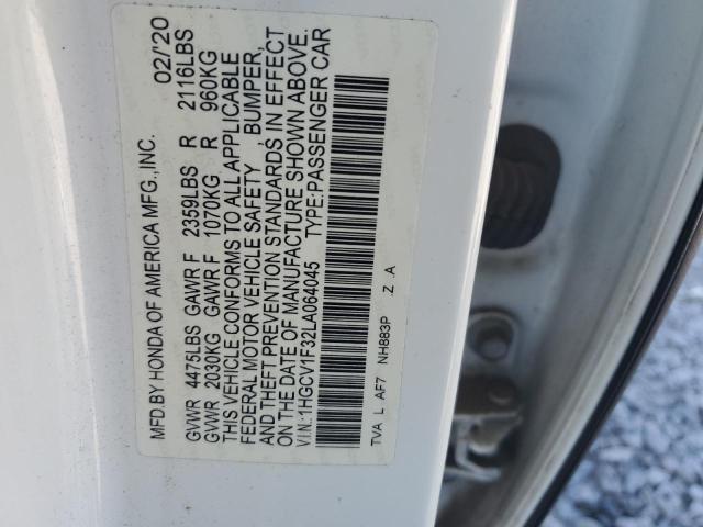 1HGCV1F32LA064045 - 2020 HONDA ACCORD SPORT 白色 照片 12