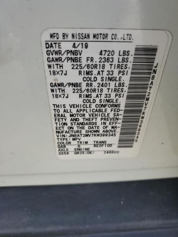 JN8AT2MV7KW399345 - 2019 NISSAN ROGUE S Blanc photo 13