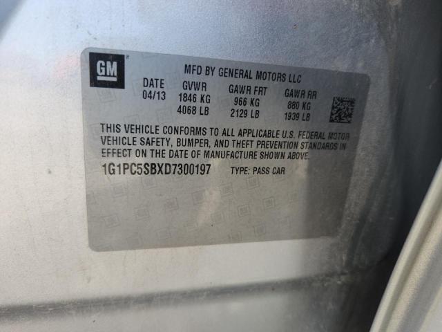1G1PC5SBXD7300197 - 2013 CHEVROLET CRUZE LT 银色 照片 12