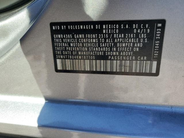 3VW6T7BU4KM187105 - 2019 VOLKSWAGEN JETTA GLI SILVER photo 12