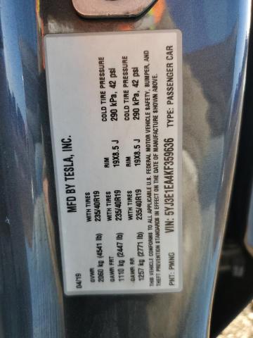 5YJ3E1EA4KF359636 - 2019 TESLA MODEL 3 გრაფიტი ფოტო 12